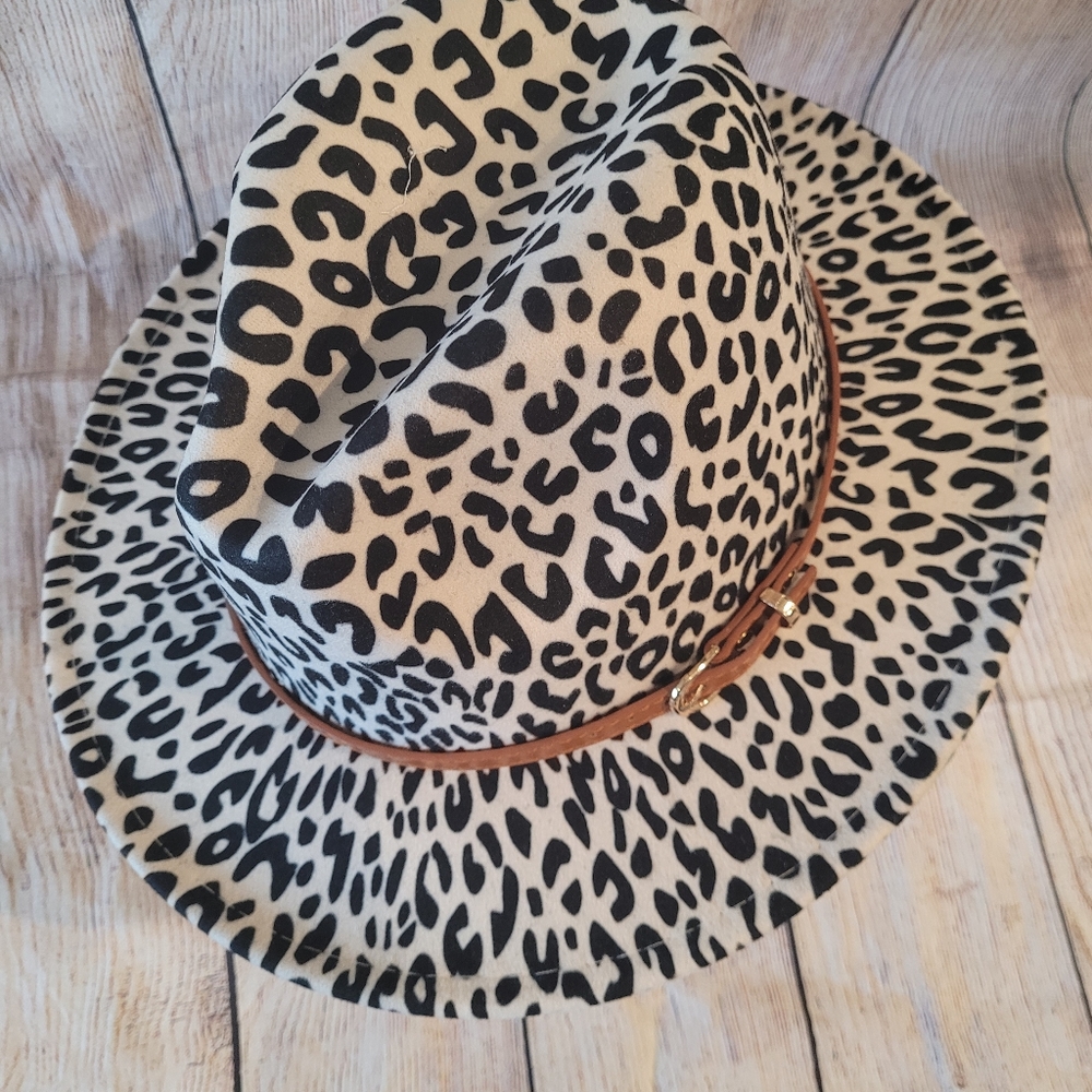 COPY -COPY - COPY - COPY - COPY - Fedora Hat Animal Print Cream Leopar… - Picture 5 of 7